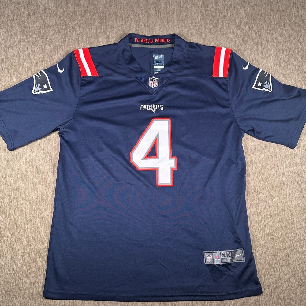 Nike New England Patriots Bailey Zappe 4 NFL Jersey Navy Blue Mens XXL